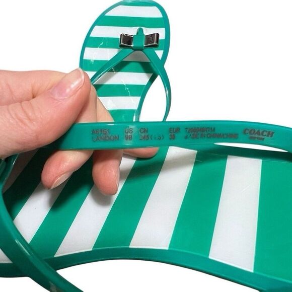 Coach Women's Landon Green-White Sandal Size 9 - Picture 6 of 9